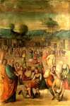 Lorenzo Costa - The Story of Moses (The Israelites gathering Manna)